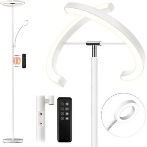 FIMEI Split Floor Lamp Modern LED Rotatable Floor Lamp with Reading Light, Eye-Protection Reading Standing Lamp with Stepless Dimming and 3000K-6000K Color, Separately Rotatable Design, Black