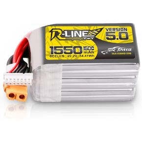 TATTU R-Line Version 5.0 6S Lipo Battery 22.2V 150C 1550mAh Lipo Battery Pack with XT60 Plug