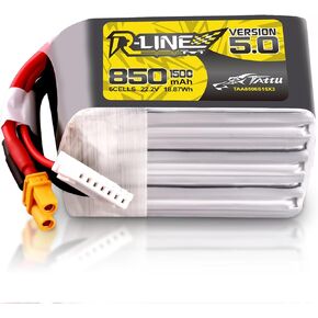 TATTU R-Line Version 5.0 6S Lipo Battery 22.2V 150C 850mAh Lipo Battery Pack with XT30U-F Plug