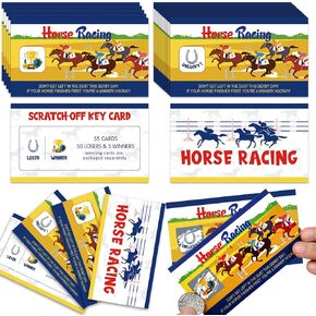 57 Pack Horse Racing Party Game Off Scratch Off ، Horse Derby Game Stet Racing Scratch Off Cards Party Bingo Gaming for Derby Supplies