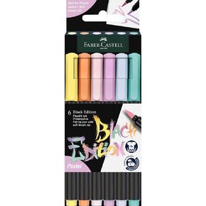 إصدار Faber -Castell Brush Pen الأسود - ألوان الباستيل - صندوق من الورق المقوى 6