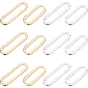 Beebeecraft 1 Box 48pcs Oval Rinking Rings 24K Gold & 925 Sterling Silver Plated Brass Jump Rings Rinks Toxtors for DIY Netcleace Sedring Making Jewelry Making
