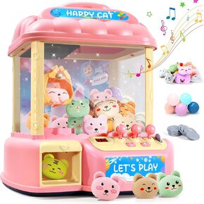 MIAOKE Large Claw Machine for Kids, Musical Electronic Arcade Game Console with Adjustable Sound, Christmas and Birthday Gift for Kids, Includes 30 Toys & 24 Game Coins & 20 Surprise Eggs