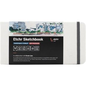 Sketchr Panorama Sketchbook - Hot Press Medial Media Sketchbook 100 ٪ - كتاب رسم غلاف - كتاب رسم هارق 4 "x8" مع 52 صفحة - لوحة رسم مع غطاء قابل للتخصيص