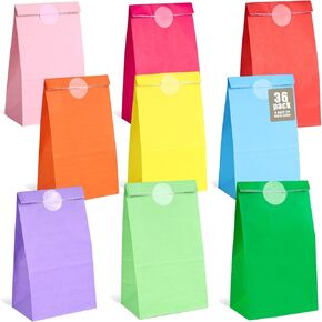 حقائب هدايا Pack 36 Shindel 36 مع ملصقات ، 4.7 "x3.1" × 8.7 "حقائب Goodie Party 9 ألوان لأعياد الميلاد ، حفلات الزفاف ، عبوة زخرفية متنوعة.