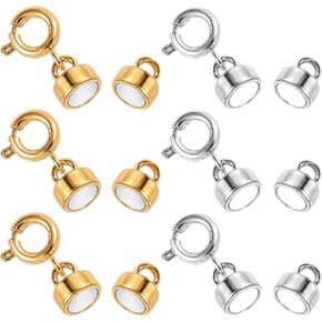 6Pcs Necklace Clasps and Closures, Gold and Silver Plated Bracelet Chain Extender Clasps for Necklaces, Jewelry Connector Converter for Women Anklet, Chain, Pendant
