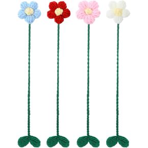 4pcs الإشارات المرجعية للكروشيه للنساء ، مرجعية زهرة الكروشيه اليدوي المرجعية اليدوية الزهور المحبوكة الستار يربط هدايا قلادة مناسبة لعشاق الكتب والمعلمين