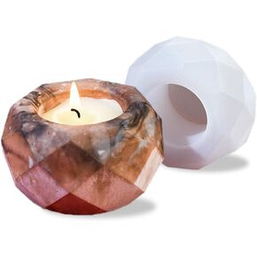 حامل شمعة Tealight ، قالب شمعة ، راتنج راتنج راتنج راتنج جولة تخزين العفن السيليكون لصالح راتنجات الإيبوكسي الصب شمعة جرة حلية تخزين جرة