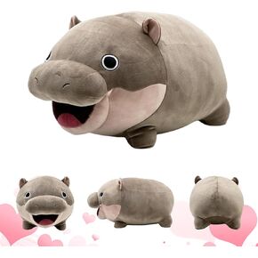 لطيف Moo Deng Hippo حيوان محشو ، 16 بوصة رائعتين Hippopotamus Plushie ، هدية وسادة ناعمة كبيرة للبنات ، الأطفال ، زملاء العمل