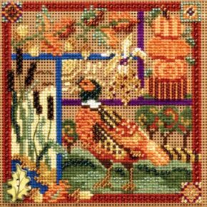 Pheasant Sampler Beaded Counted Cross Stitch Kit Mill Hill Buttons & Beads 2009 Autumn MH149203