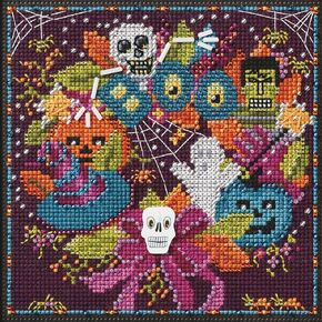 Mill Hill Halloween Halloween Fun Cross Cross Stitch Kit 2024 Buttons & Beads Autumn MH142426 ، Multicolor ، 5.25 × 5.25 Int