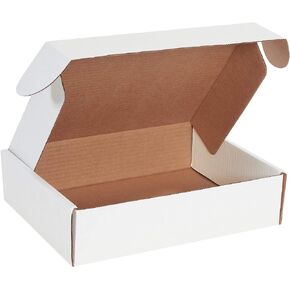 Box USA 12 1/8 "L X 9 1/4" W x 3 "H Cardboard Deluxe Literature Literature Mailer ، White ، Tab Lock ، من السهل طي المراسلة للتغليف والشحن (حزمة 50)