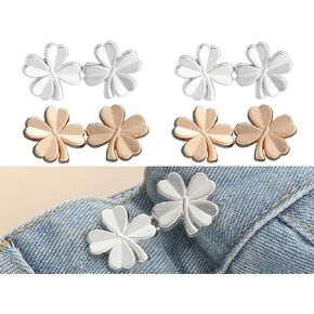 تضيق بانت الخصر ، 8pcs/4 مجموعات زر سروال تضيق ، سروال ضيق من أجل الخصر ، أربعة أوراق أزرار جان كلوفر للجانز الفضفاضة