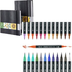 Ohuhu marker Marker الأقلام 24 ألوان فرشاة ونصائح مزدوجة جيدة ووسادات علامات Ohuhu