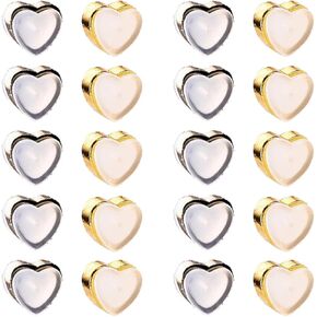 20 Pcs Heart Shape Silicone Earring Backs,18K Gold Flat,Replacements for Studs/Droopy Ears,No-Irritate Hypoallergenice for Women Men (Gold Silver)