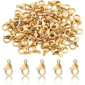 120pcs 15mm clasps clasps steel steel steel 18k مشابك مجوهرات مطلية بالذهب مثبتات الخطافات