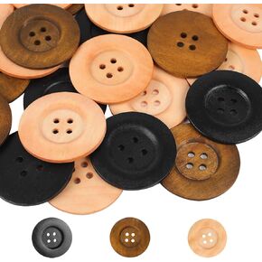 30 Pieces 2.36 Inch Large Wooden Buttons for Sewing Crafts, 4 Holes Big Size Round Sewing Button Large Wood Buttons for Craft Sewing DIY Clothing Decoration(Mixed Color)