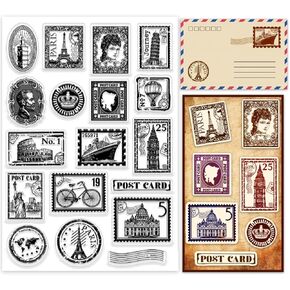 PH Pandahall ختم واضح ، ختم ختم الطوابع المطاطية البريدية سفر طابع السيليكون ل DIY Scrapbooking ، بطاقات دعوة ، مجلة ، علامات الهدايا ، صياغة الورق ، البطاقات البريدية ، تزيين عيد الميلاد