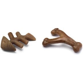 Benebone Fishbone و Wishbone DANENT DAG CHEWS | صنع في الولايات المتحدة | النكهات الحقيقية للأسماك ولحم الخنزير المقدد