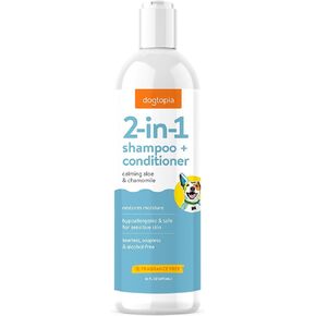 2-in-1 Shampoo & Conditioner | Fragrance-Free Shampoo/Conditioner for Dogs and Pets, Rich with Soothing Emollients | Hypoallergenic, Tearless, Soapless & Alcohol-Free for Everyday Use