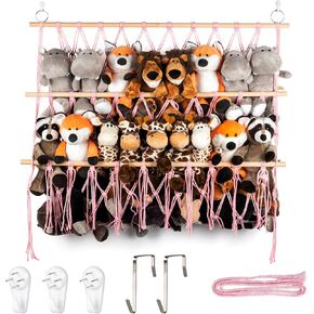 Stuffed Animal Storage Wall Hanging Net Hammock Plush Toy Organizer Holder Over The Door Storage for Stuffed Toy Net Storage Hammock Boho Macrame Hanging Net for Stuffed Animal in Kuwait