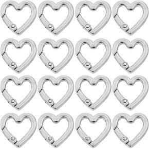 Sunnyclue 1 Box 32pcs Heart Spring O Rings Spring O Rings Orings Silver Heart على شكل قلب زناد الربيع السفلي متابعة حلقات الإبزيم Carabiner Bulk for Keychain Lanyard Bags Diy Crafts Supplies Sbraft Craft