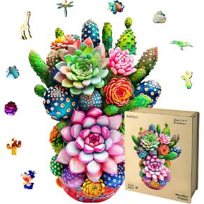 ألغاز بانوراما خشبية للبالغين والأطفال ، أحجار الكاكتوس الأحجار الكبرى 200 قطعة فريدة من نوعها ، لعبة عائلية وهدية ألغاز خشبية إبداعية ، ديكور فن الجدار ، 10 × 11 بوصة in Kuwait