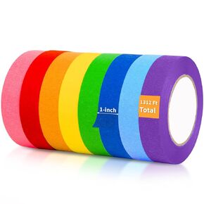 Colored Masking Tape, 8 Roll Multi-Color 1312 Ft x 1 inch Painters Tape for Arts & Crafts, Kids Art Supplies Colored Tape, Colored Tape Rolls for DIY Artist, Lab, Labeling & Classroom Decorations