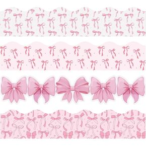 Supervitae 80 PCS Coquette Pink Bow Classroom Bulletin Board Borders 91.8 FEA