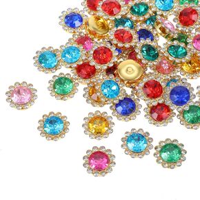 50 pcs 16mm خياطة على أحجار الراين للملابس ، بلورات الزفاف القاعدة المعدنية الزجاجية ، والأحجار الكريمة للمخلبات الزهرة المجوهرات للحرف اليدوية ديي أحذية حزام حزام الحرف الإكسسوارات (متعددة الألوان)