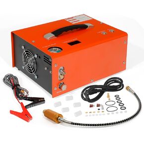 PCP Air Compressor,4500Psi 30Mpa,Water/Oil-Free Built-in Power Converter,PCP Rifle/Pistol and Paintball Tank Air Pump,Powered by 12V Car DC or Home 110V AC