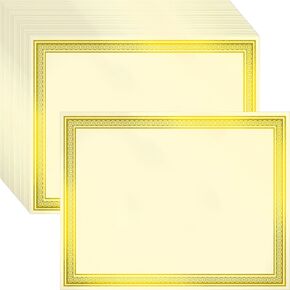 25 COUNT CESTRED PAPER 8.5 × 11 للطباعة ، حدود رقائق الذهب الفارغة ، ورقة شهادة الجائزة للأعمال ، دبلوم التخرج ، المدارس والإنجاز (العاج)