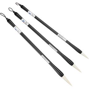 PATIKIL Calligraphy Brush, 3 Pack Watercolor Ink Painting Calligraphy Writing Brush Drawing Art Sumi-e Brush Aluminum Rod Handle for Beginner 3 Size Kit, White