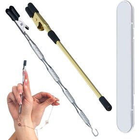 2 Piece Bracelet Helper Tool to Put on Yourself, Metal Bracelet assistanc Tool,Jewelry Clasp Helper, for Bracelets, Necklaces, Zippers(Silver)