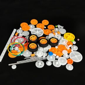 112pcs مجموعة تروس بلاستيكية مجموعة من مغزل ترس واحد ترس محرك صغير لمحرك DC RC شاحنة الشاحنة روبوت DIY طراز TOY GEAR MODULE 0.5 GEARS AXLE TYRE GEAR BELTHINGS RACK DIY Set (112)