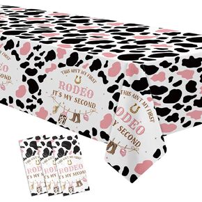 Western Cowgirl 2nd Decortations Tablecloth - Wild West موضوع My Second Rodeo Birthday Party Supplies Cover - 3 PCS (54in × 108in)
