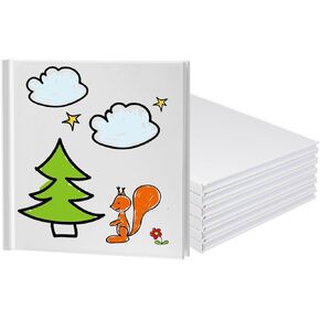 6 Pack White Glardcover Blank Book 5 × 5 بوصة ، كتاب فارغ غلاف للطلاب لكتابة القصص ، مجلة Sketchbooks Hardcover （White ، 22 Sheets/ 44 Pages كل دفتر ملاحظات）