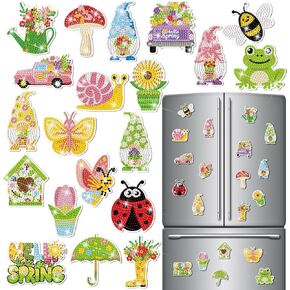 Saillong 20 Pcs Tulip Diamond Painting Magnets Spring Diamond Art Magnets Kits Refrigerator Magnetic Stickers for Fridge Home Adults DIY Crafts in Kuwait