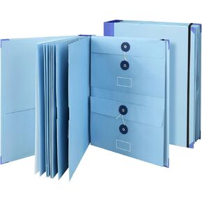 Folio Document Organizer with Labels, Important Folders with Pockets, According Expanding File Folder Organizer with Multi Pocket for Desk Important Document Binder for School,Offices(Blue)