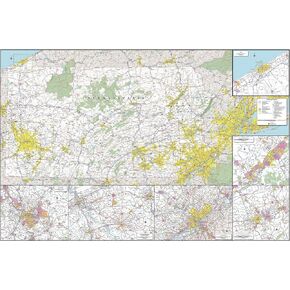 MapSherpa: خريطة جدار ولاية بنسلفانيا - ملصق كبير - 32 × 48 بوصة - التصفيح الأمامي
