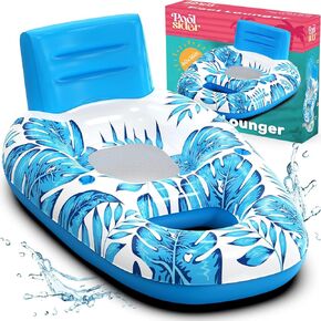 بركة البالغ الممتازة تعويم | XL Pool Lounger Float | تجمع العوامات البالغة العوامات الشاقة | تجمع الطوافات للبالغين | تجمع العوامات مع مسند الظهر مريح و 2 كوب من حاملي | التصميم الاستوائي بواسطة حمامات السباحة