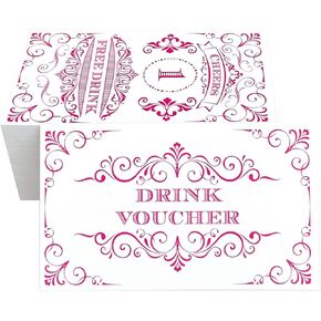 RXBC2011 100 Free Drink Tickets Coupons for a Free Drink Wedding Work Event Party Bar Fundraiser White Hot Pink