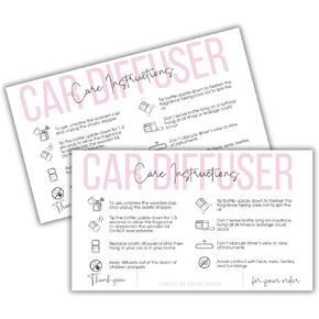 بطاقات تعليمات Care Care Diffuser Care Care | 50 PK 3.5x2 "معلق زيت الخشب العلوي رائحة الهواء المعطر DIY الحزمة الحزمة إدراج الملصقات التحذير الحد الأدنى