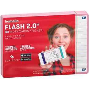 Index Cards Flash 2.0 Flash Cards, 4x6 Index Cards 80ct Rose Pink (400134037)