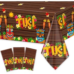 تمت ترقيته ، 3pcs Foil tiki tableths ، و devician hawaiian luau aloha table يغطي الزخارف ، مستلزمات ديكور الحفلات الصيفية الاستوائية ، 54 × 108 بوصة