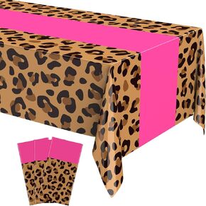Buryeah 3 PCS Leopard Print tableroth 54 × 108 '' Loopard Plastic Table Cover يمكن التخلص منها في Safari Amany Animal Print Party Decoration for Baby Shower Wedding Party Ford