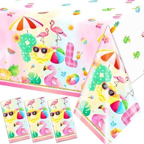 3pcs pool party superives ، غطاء طاولة البلياردو الوردي Flamingo Table Table لزينة عيد ميلاد Summer Beard
