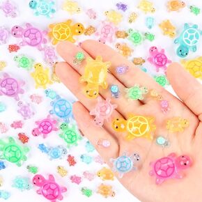 100 PCS مضيئة راتنجات السلاحف شخصيات لحرف 4 أحجام راتنج صغير صغير أشياء مصغرة للدمى جنية حديقة الجزائر الدقيقة الديكور الديكور الكعكة.