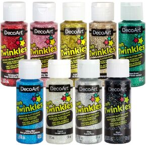 Decoart Craft Rainbow Twinkles Paint 9 Color Glitter Paint ، Press-on Brygle Acrylic Paint ، 2 Fl Oz (Pack of 9)