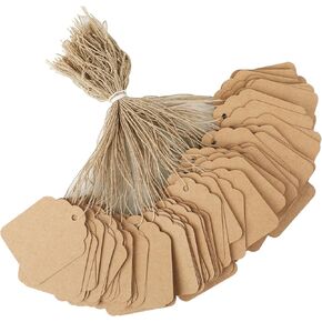 Price Tags with String Attached,500pcs Pre-Strung String Gift Tags Kraft Paper Hang Tags for Labeling,Brown Marking Merchandise Tags for Pricing,Writable Name Tags for Bags Clothes Jewelry 1.38x1.81in